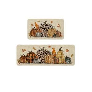 Fall Pumpkin Kitchen Mat Thanksgiving Kitchen Rugs Set of 2,